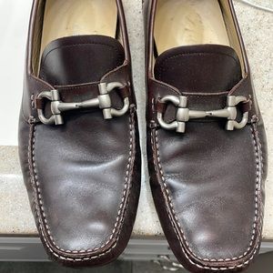 Ferragamo driver shoes Gancini style. Brown in excellent condition. Size 11 EE